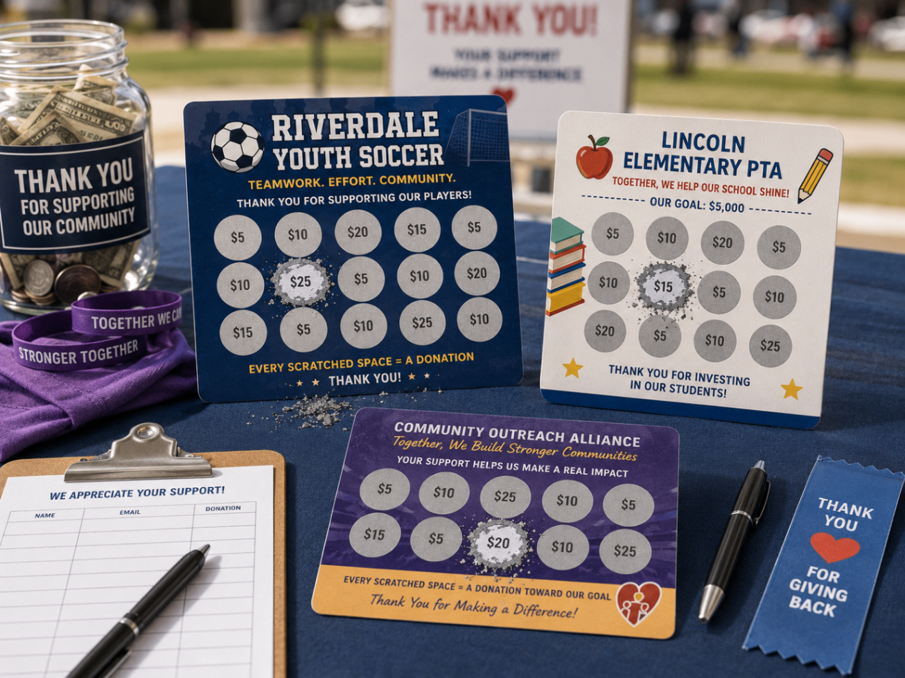 Scratch-off fundraiser cards for nonprofits